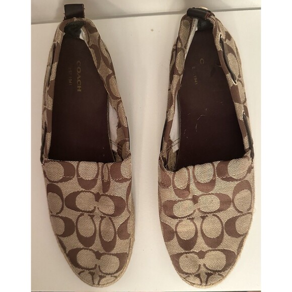Coach Signature Canvas Espadrille Slip On Shoes Brown Tan Women’s Size 7.5 - Picture 3 of 8
